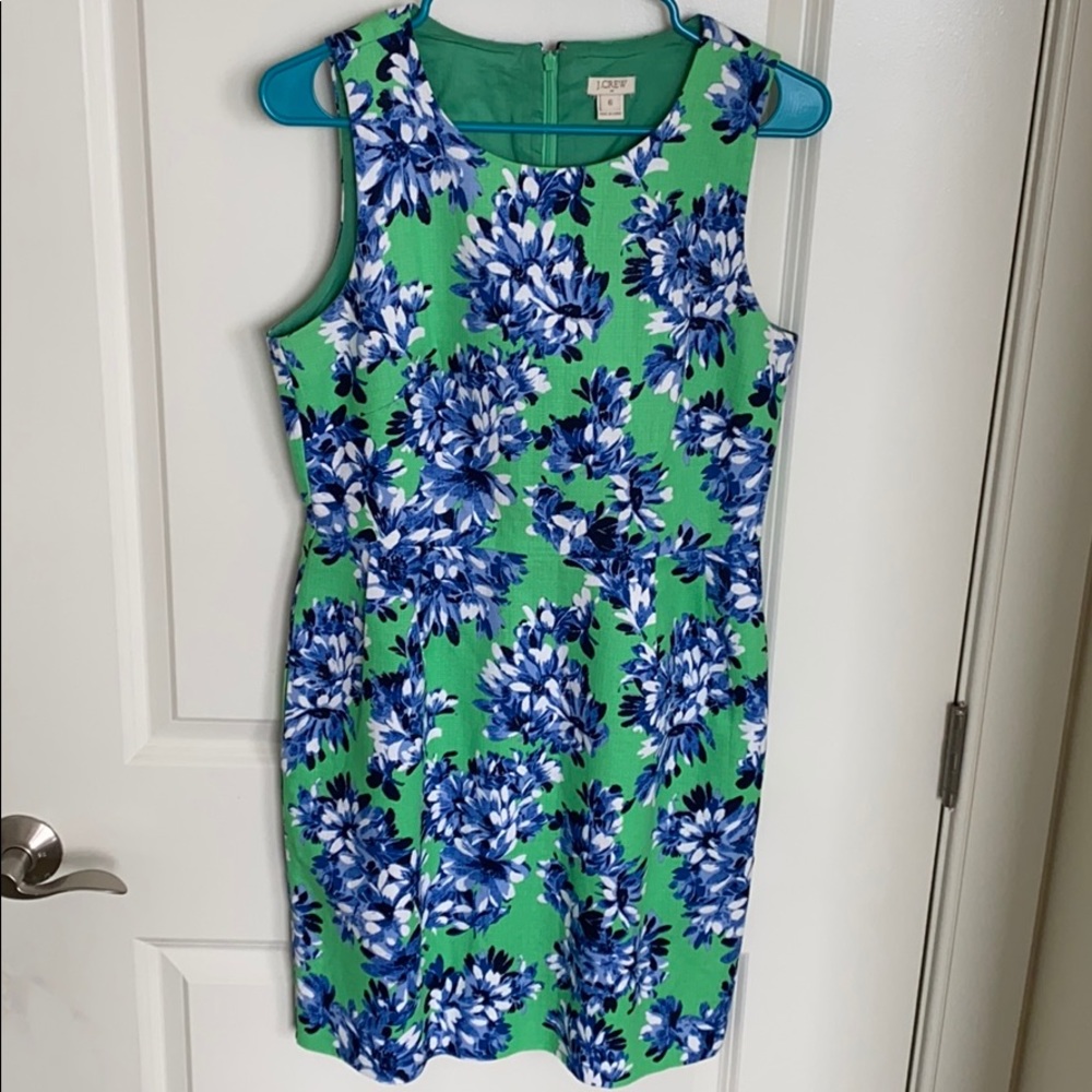 Preppy Green and Blue Floral J.Crew Dress